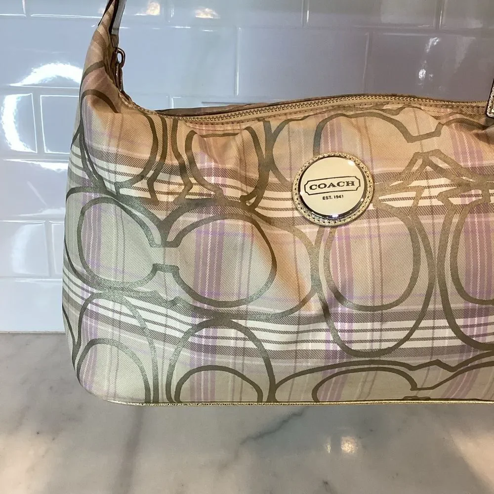 Coach Bag Purse Handbag Pocketbook Hobo F17209 Signature Plaid Bag Multicolor - Picture 2 of 15